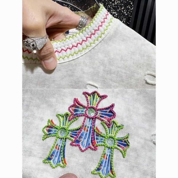 歐貨男款高階重工刺繡破洞短袖t卹2026年新夏季潮牌輕奢美式半袖